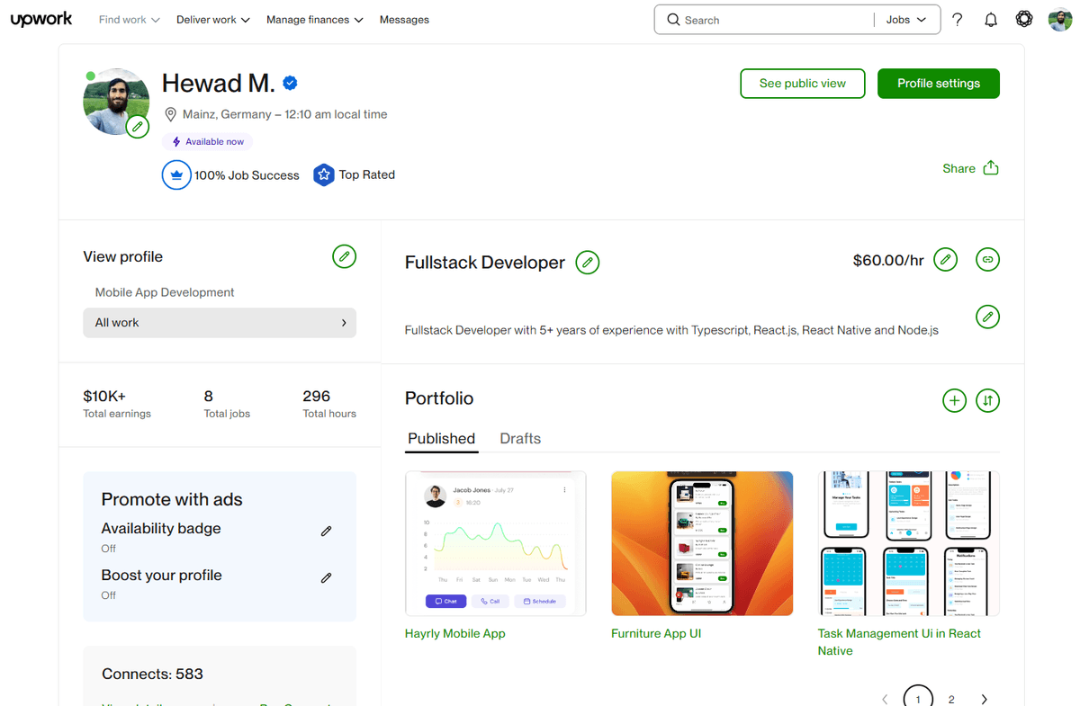 Hewad M. profile screenshot