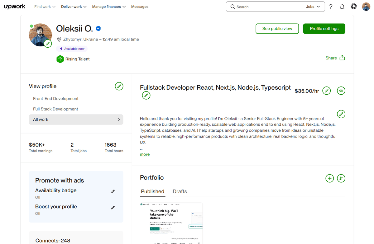 Oleksii O. profile screenshot